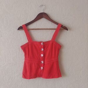 Harper Heritage Red-orange Button Front Crop Top Sz XXS